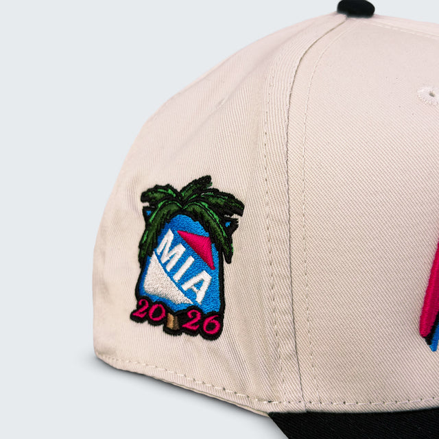 NY x MIAMI vICE • Snapback Hat (Black + Cream)