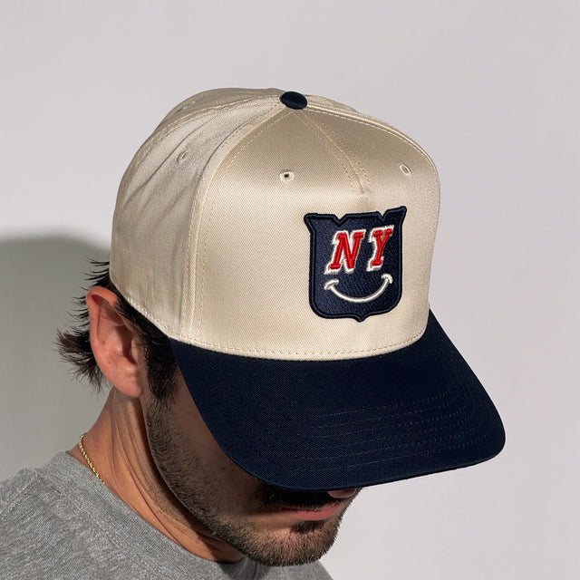 NY Smile • Snapback Hat (Navy + Cream)