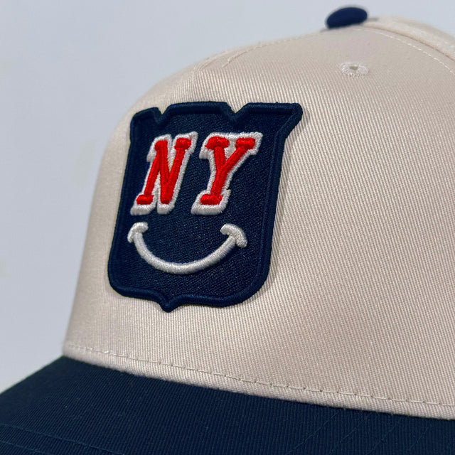 NY Smile • Snapback Hat (Navy + Cream)