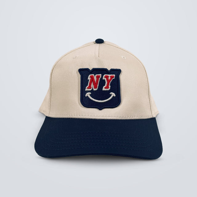 NY Smile • Snapback Hat (Navy + Cream)